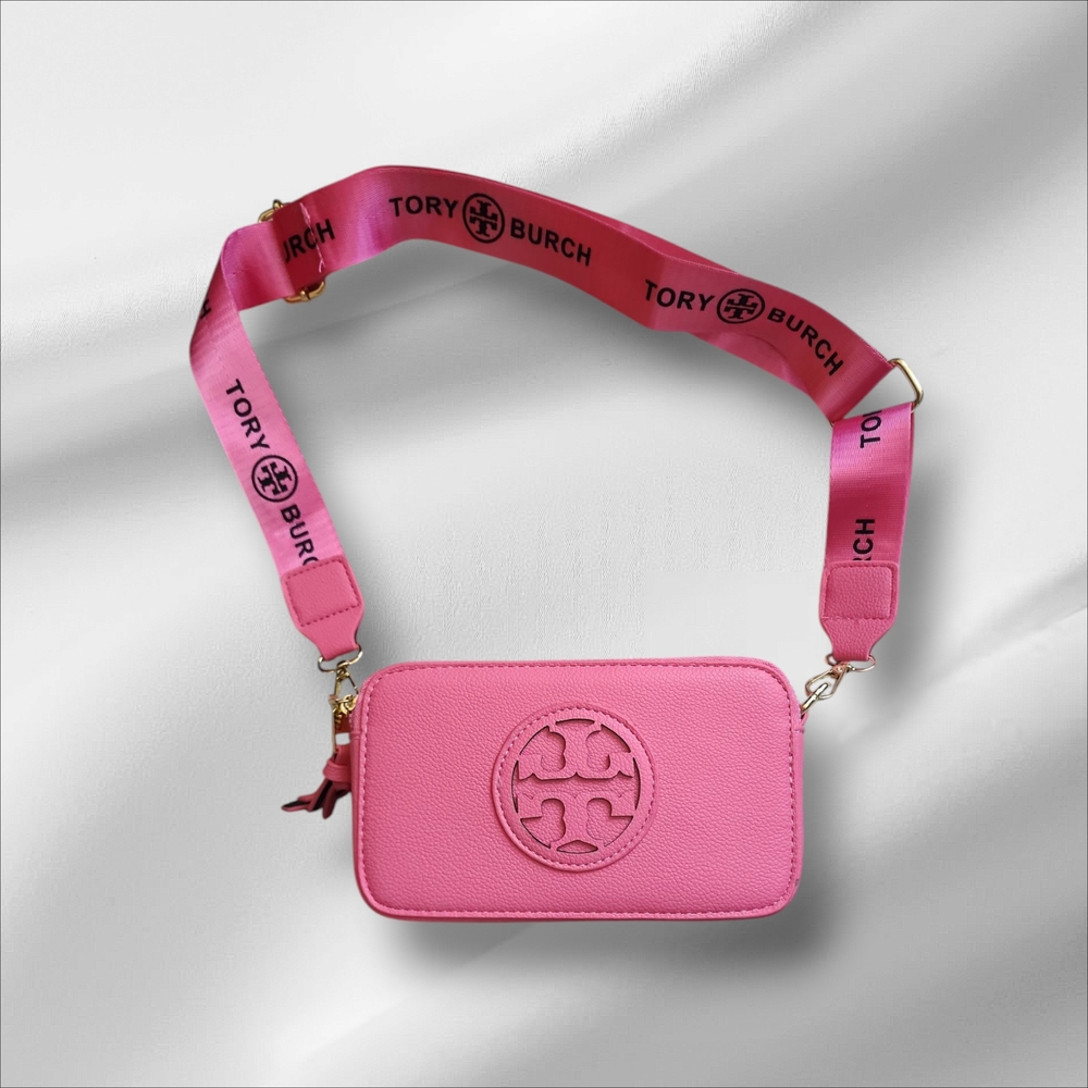 Pink Leather Crossbody  Bag